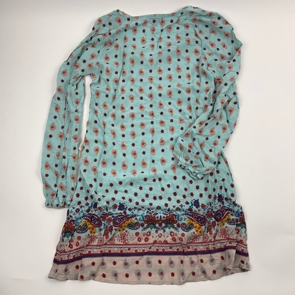 Signature Studios Dress Womens Small Tie Front Long Sleeve Midi Blue - Picture 7 of 7